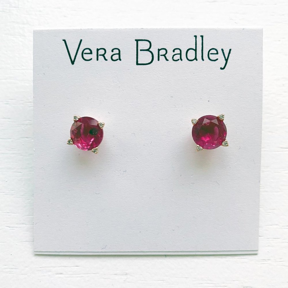 Vera Bradley Sparking Stud Earrings in Rose Gold Tone Pink